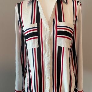 Express White and Black Long Sleeve Button Down Shirt